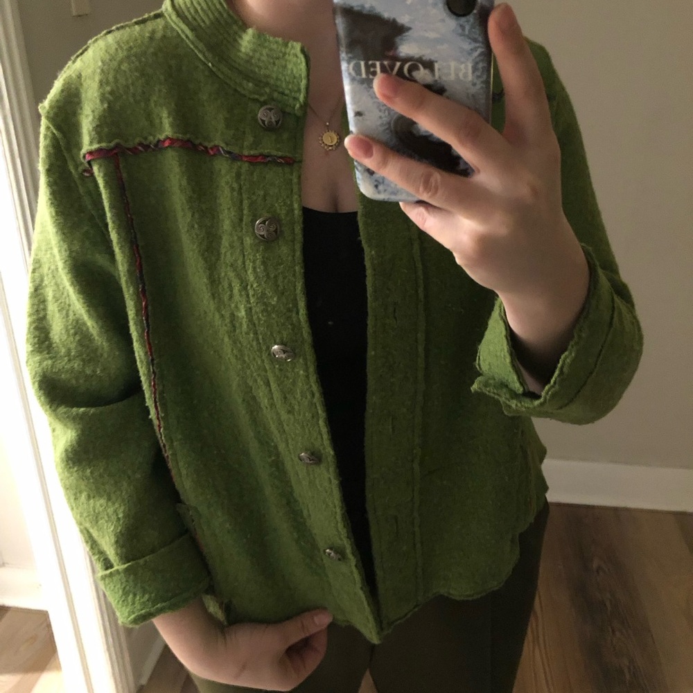 Coldwater Creek Olive Green Wool blend Jacket